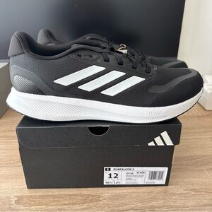 Adidas Runfalcon 5 Cloudform Running Shoes Black White Mens Size 12 New (IH7758)